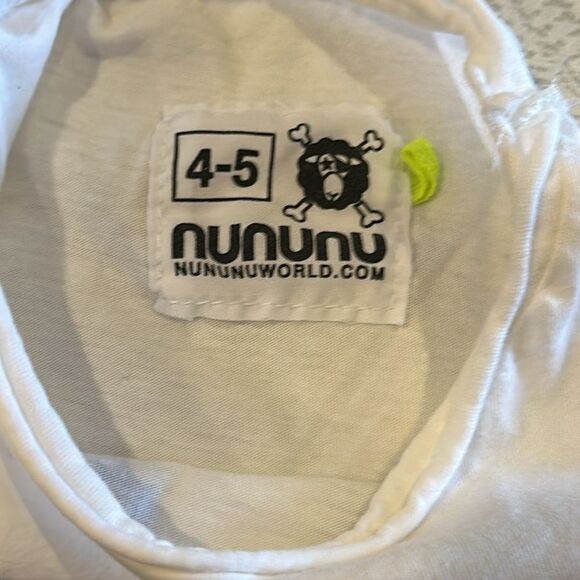 nununu Boys White Long Sleeve Top with Two Vertical Black Stripes - Size 4/5 - Picture 5 of 7